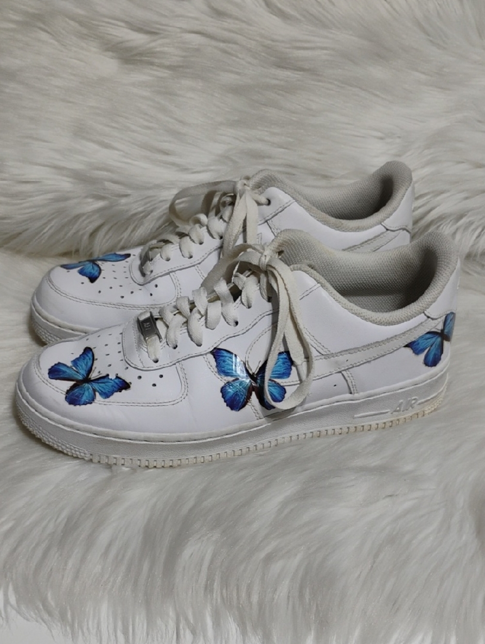 (C-64) Nike Air Force 1 Blue Butterfly Custom Design Sneakers